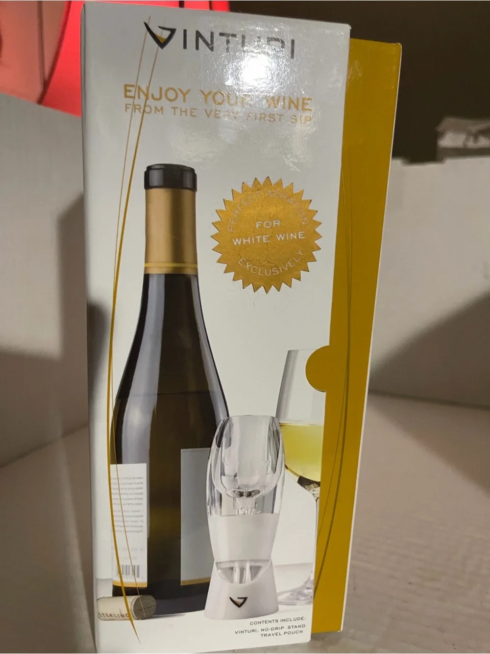 Vinturi Essential white Wine Aerator - Clear/White new in box